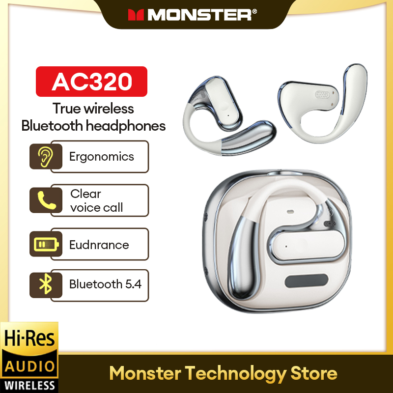 Monster AC320 không dây tai nghe bluetooth âm thanh vòm âm thanh nổi cuộc gọi độ nét cao thời lượng pin lâu dài thiết kế tai treo cảm ứng thông minh bluetooth 5.4