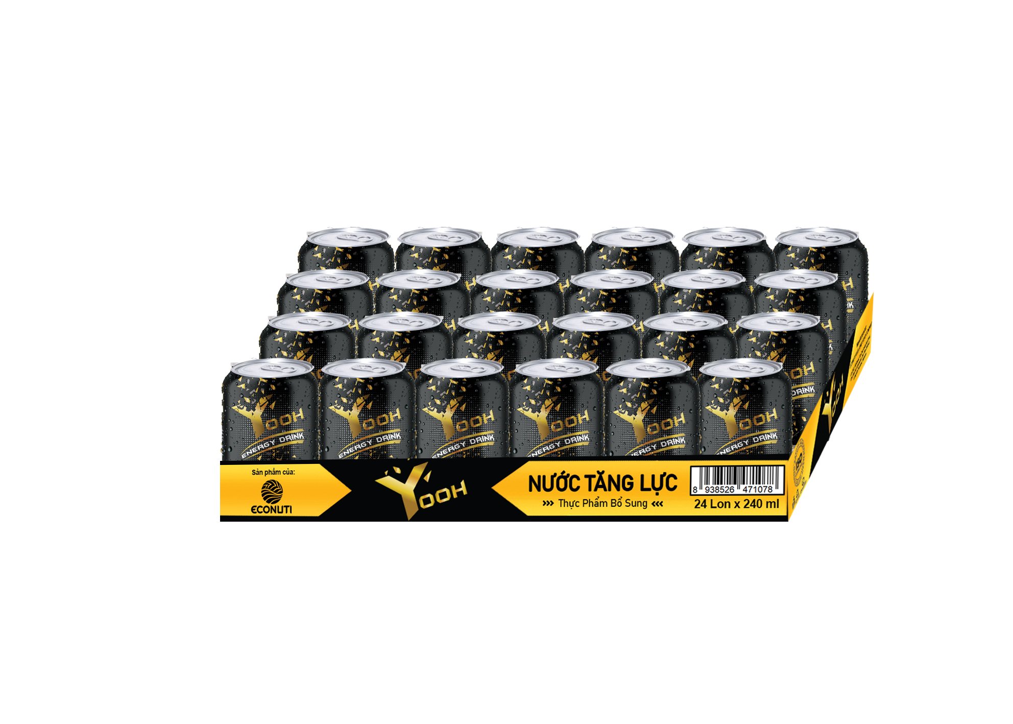 Thùng 24 lon Nước tăng lực YOOH 240ml/lon Nạp tung năng lượng Giải khát tức thì bừng sức sống