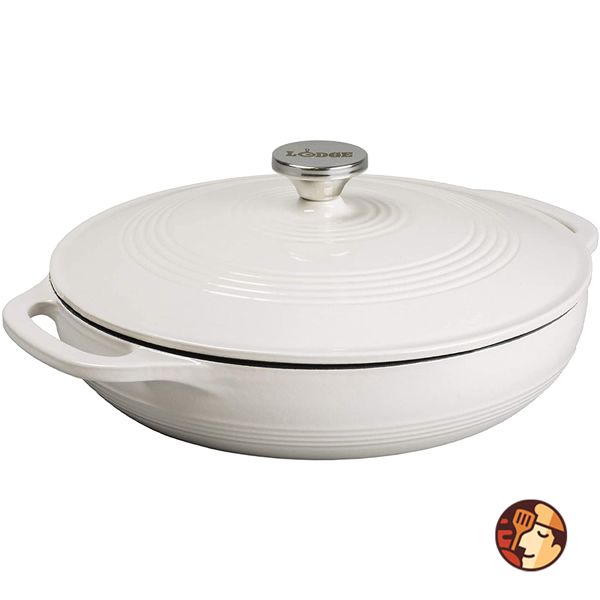 Nồi gang phủ gốm lodge ec3cc13 màu trắng 3.4 lít