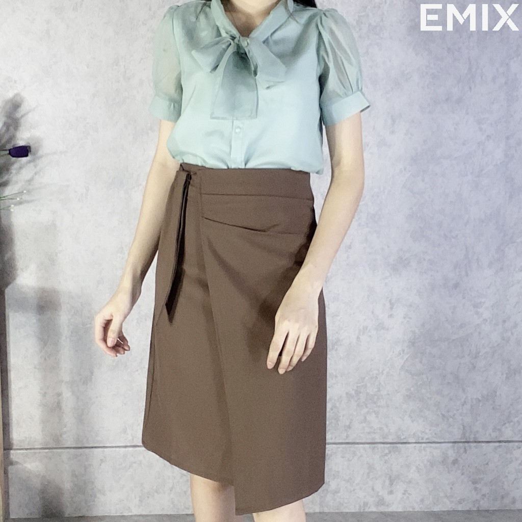 Áo Sơ Mi Công Sở Cổ Nơ 2 Lớp EMIX