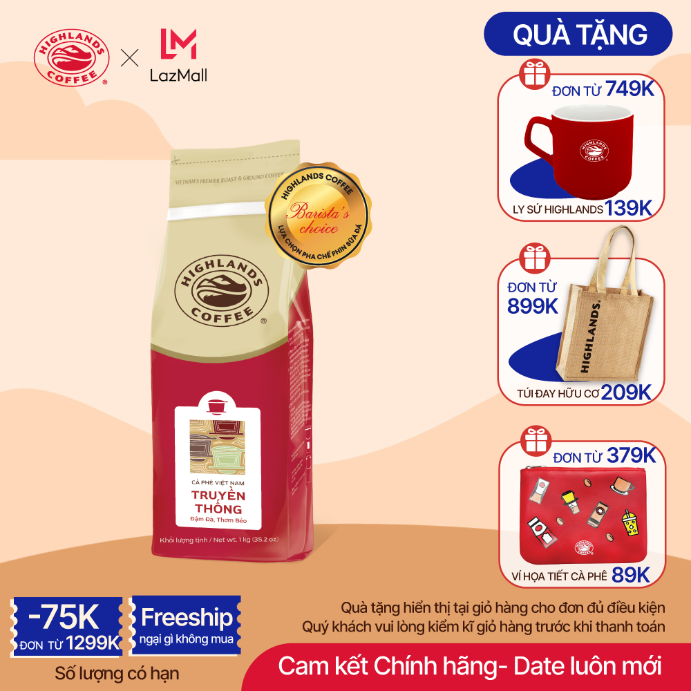 Cà phê rang xay Truyền thống Highlands Coffee 1Kg