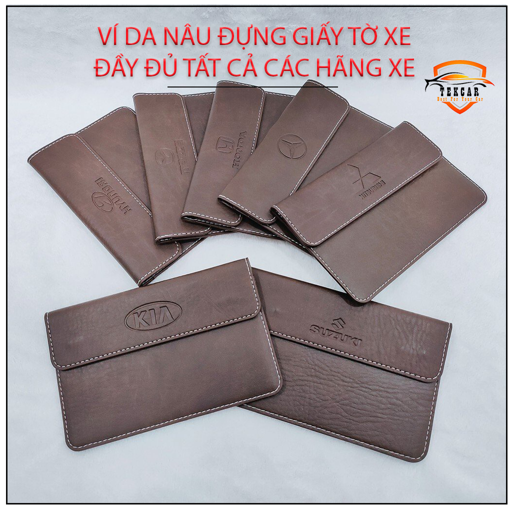  Ví da cao cấp đựng giấy tờ cho ô tô xe hơi oto in logo theo các hãng xe Toyota,kia,mazda,honda,hyunda 