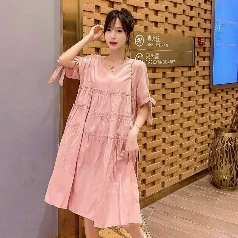 Đầm suông tay phối nơ cực xinh