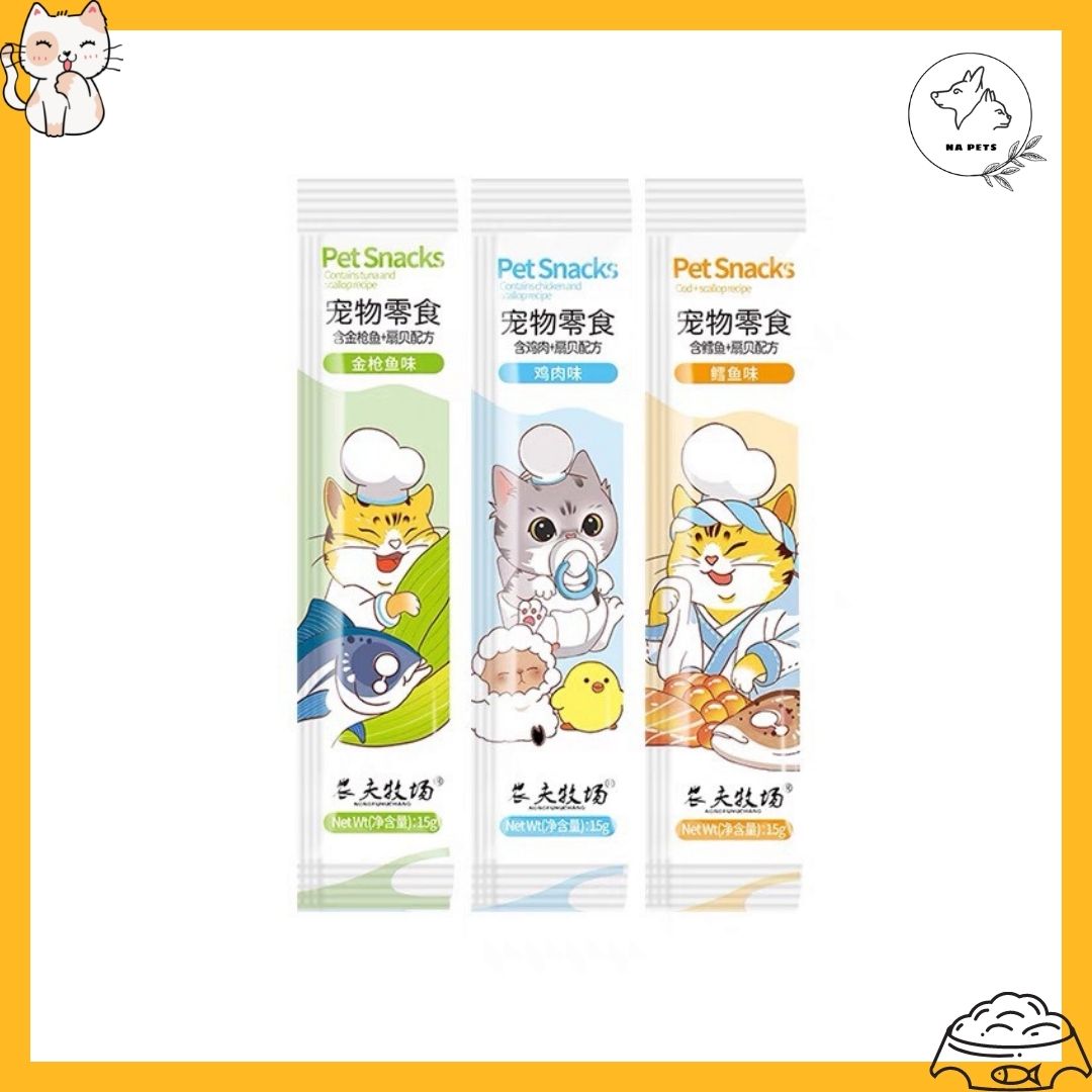 Súp thưởng cho mèo pet snack vị mới - soup thưởng pet snack dinh dưỡng cho chó mèo - thanh 15gr - 3 vị
