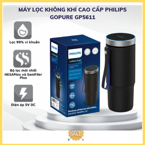 Máy khử mùi lọc không khí than hoạt tính xe ô tô cao cấp philips gp5611 bảo hành 12 tháng