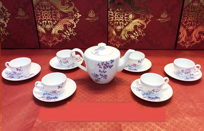 Bộ ấm trà gốm sứ Minh Long Cỏ Tím - bộ ấm trà sứ minh long cỏ tím