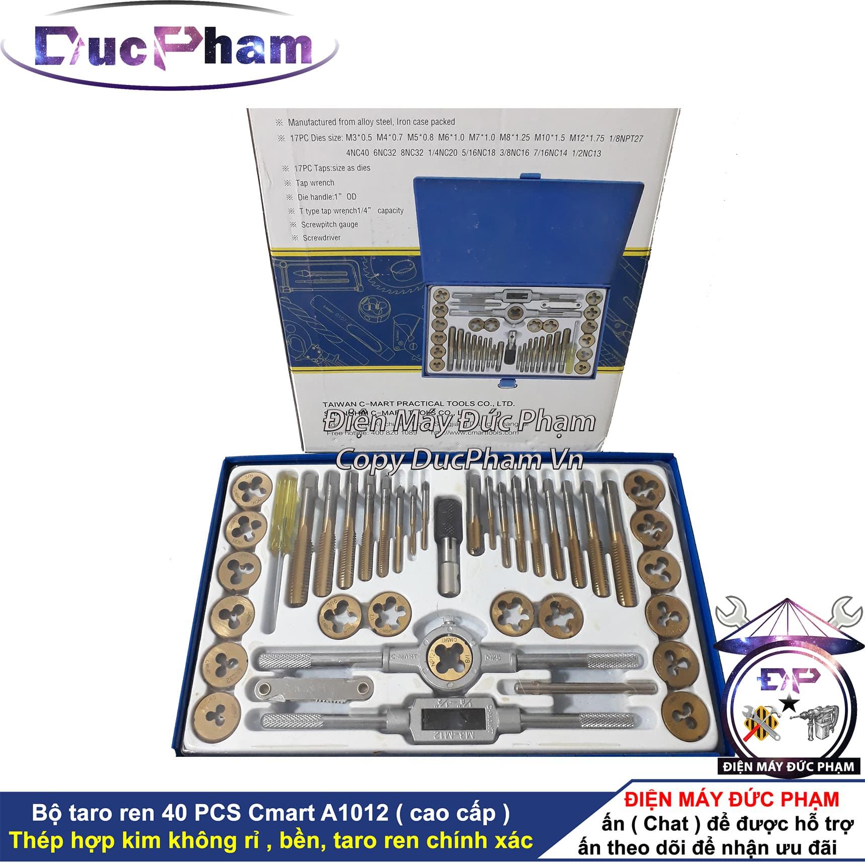 Bộ taro tạo ren trong ngoài 40 chi tiết cao cấp Cmart A1012 - Điện Máy Đức Phạm - DucPham Vn