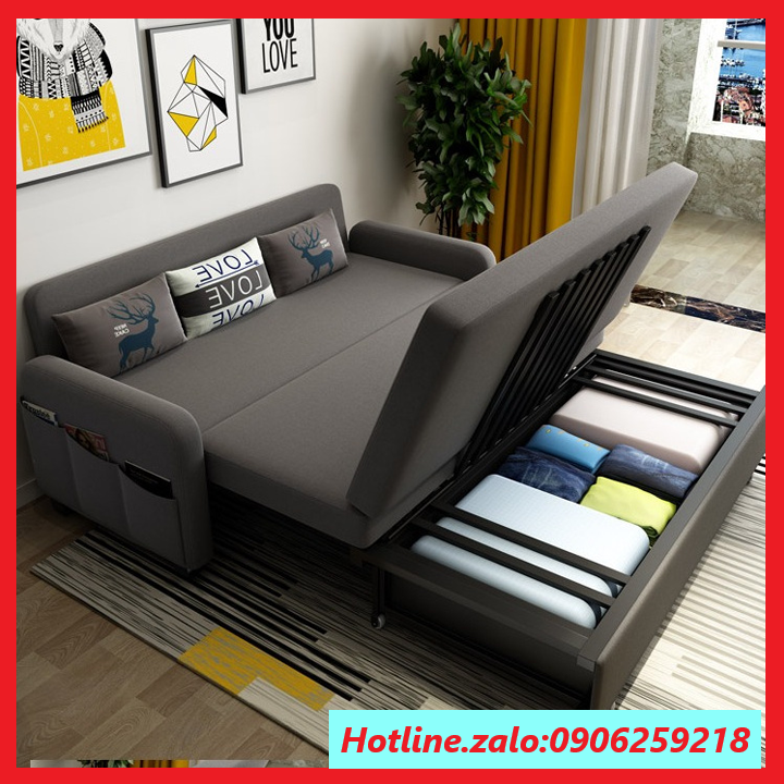 Giường sofa gấp gọn thông minh-giường ngủ thông minh xếp gọn thành ghế sofa đa năng KT 160-190*190cm có hộp đồ