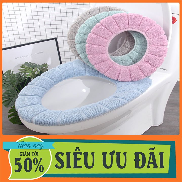 Miếng đệm lót bồn cầu hình tròn bằng nỉ chống lạnh chống thấm nước tiện dụng