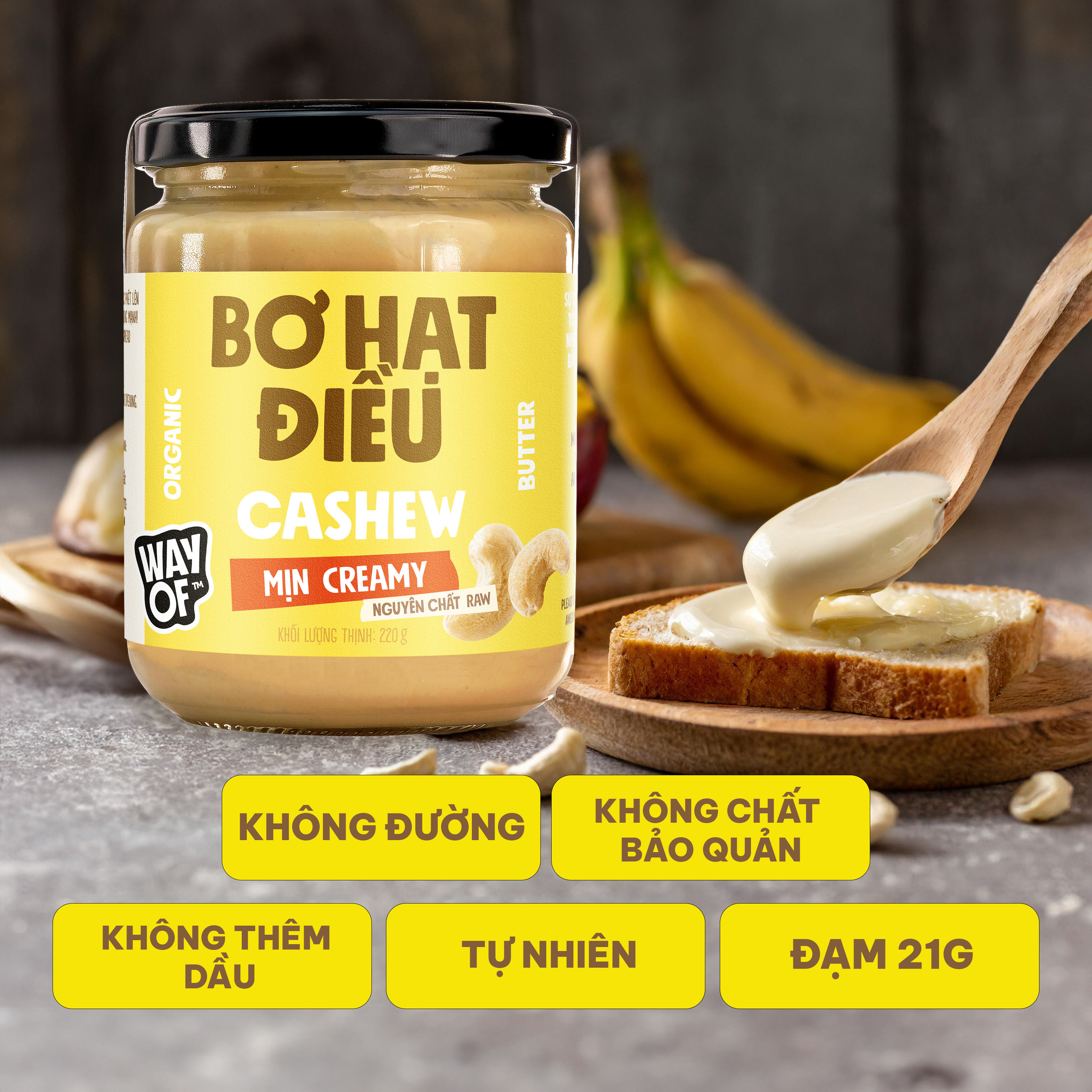 |dạng lọ 220g| bơ hạt điều mịn ăn kiêng, không đường, giàu protein |eat clean| cashew butter creamy