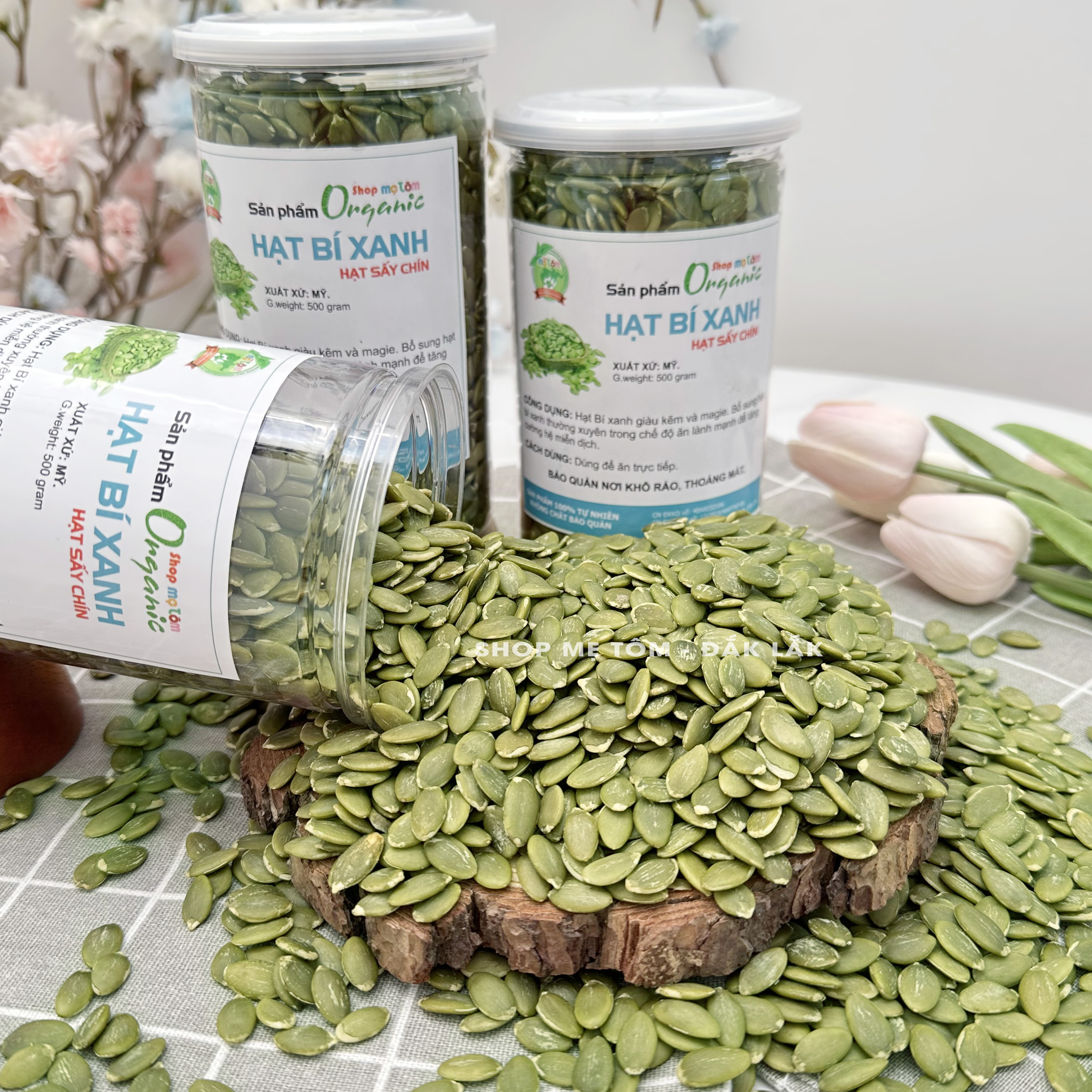 (500Gr) Hạt Bí Xanh Mỹ (Sấy Chín/Hạt Sống) Dùng Ăn Liền, Làm Sữa Hạt, Làm Bánh