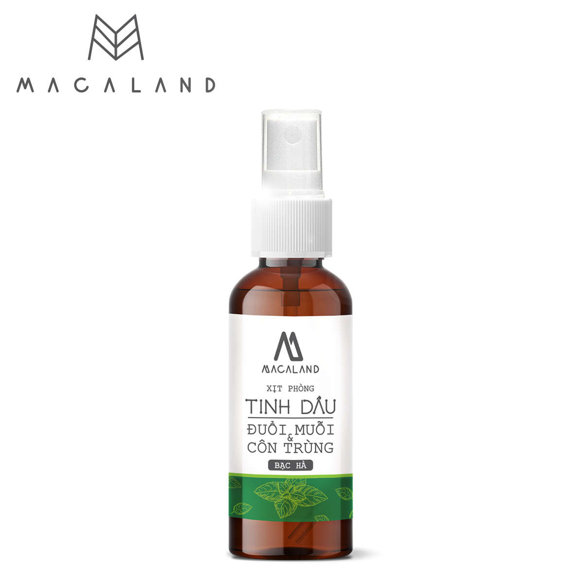 Xịt phòng tinh dầu đuổi muỗi và côn trùng Bạc Hà  50ml MACALAND khử mùi thư giãn với hương thơm the mát dễ chịu