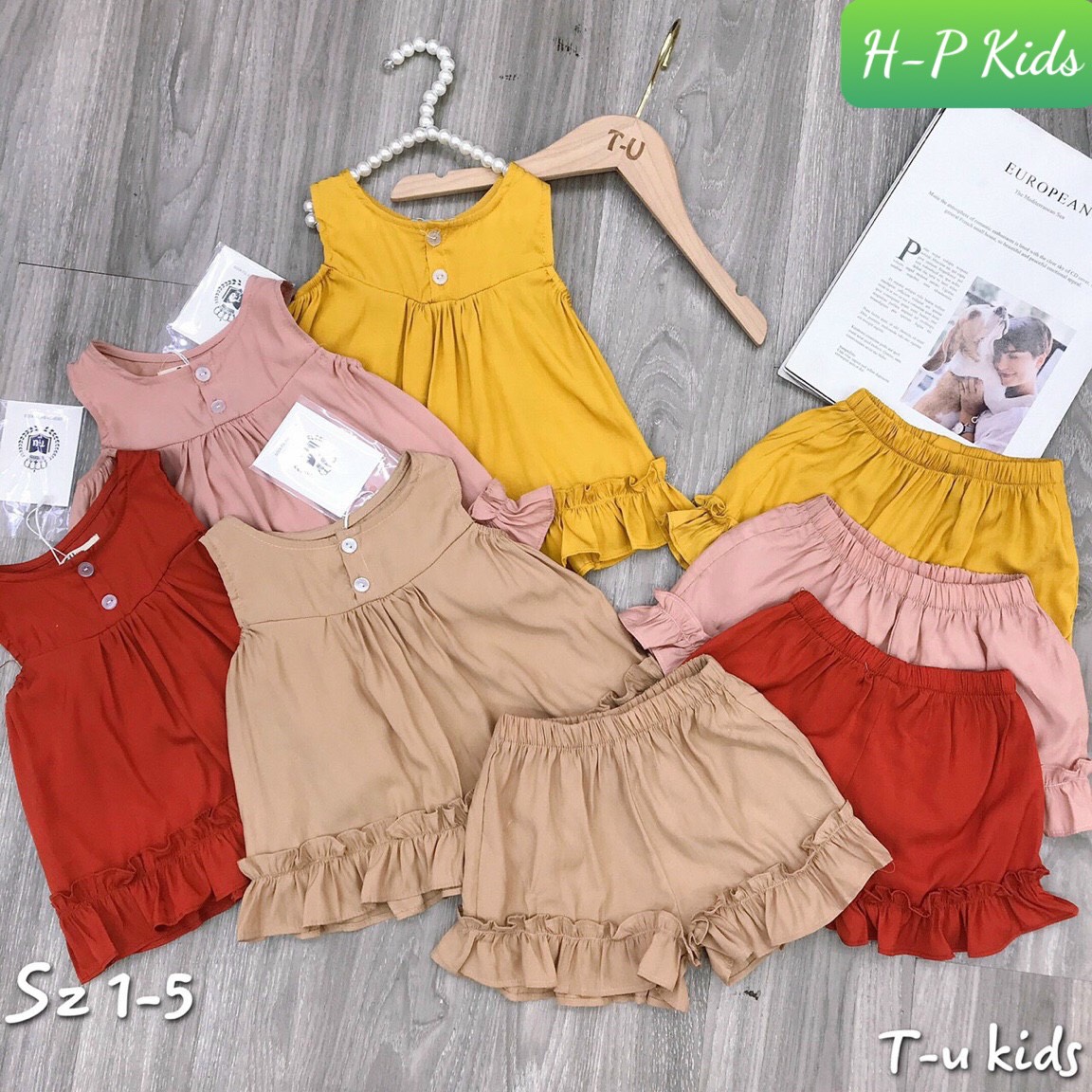 QUẦN ÁO BÉ GÁI set bộ phối bèo vải tơ đũi dễ thương cho bé từ 13-22kg