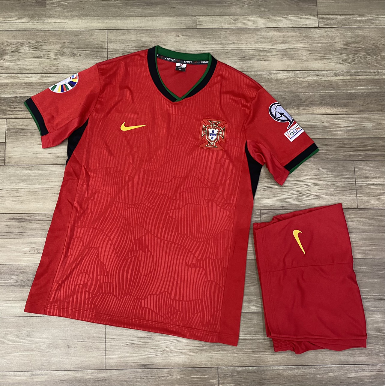 Bộ quần áo bóng đá Tuyển Bồ Đào Nha Đỏ mới 2024 FLG Euro- ngắn tay