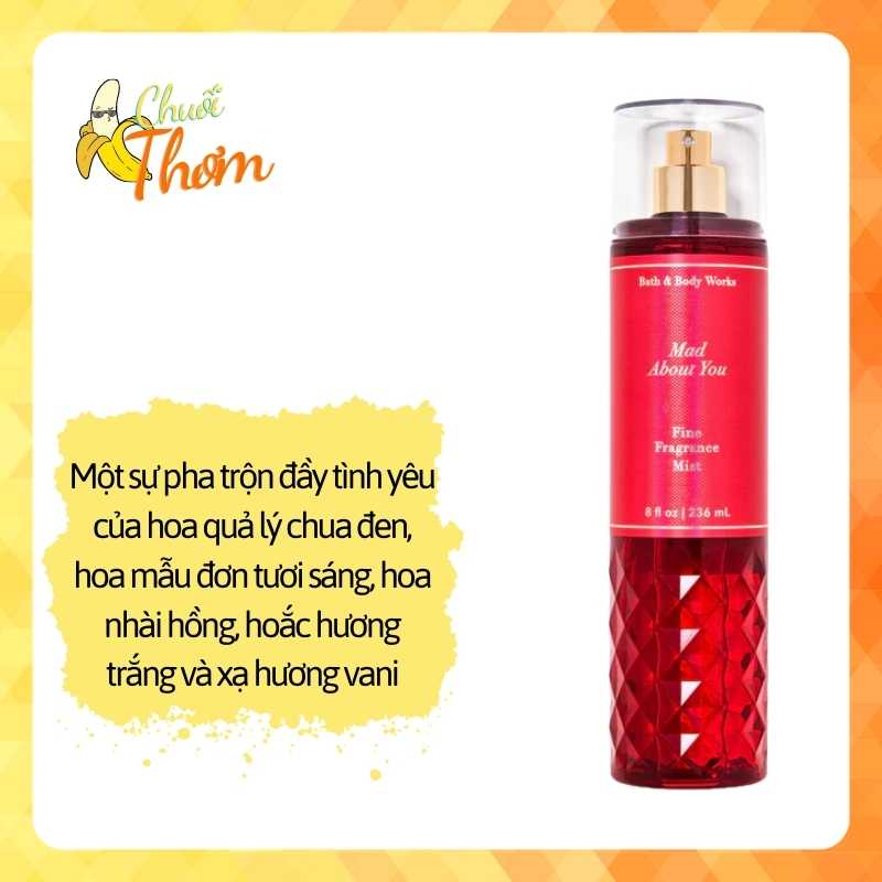 TESTER MAD ABOUT YOU - Xịt thơm Body Mist Bath and Body Works