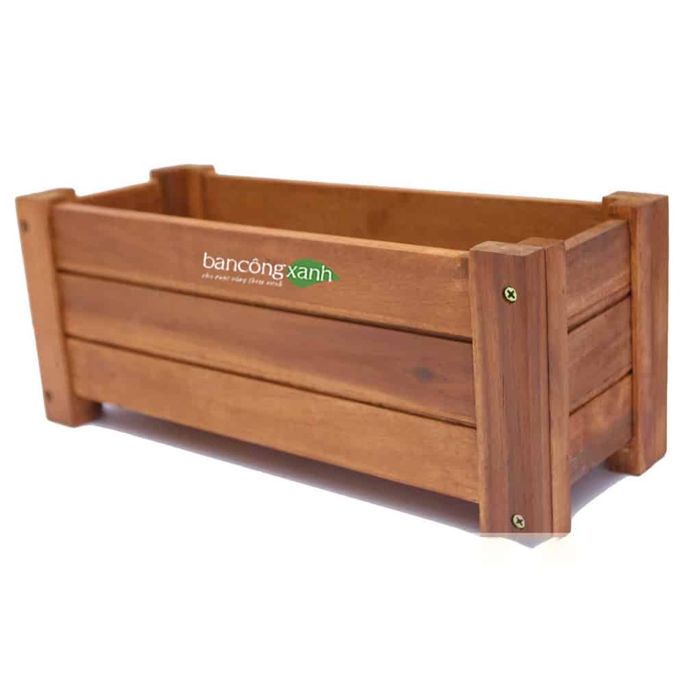 [HCM]Chậu gỗ chữ nhật trồng cây trồng rau trồng hoa cao cấp size 40 - ban công xanh