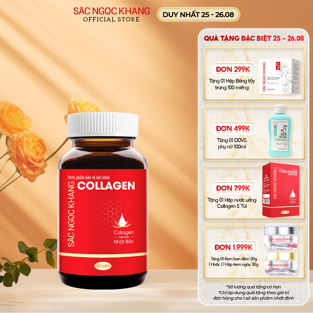 Collagen Sắc Ngọc Khang thế hệ mới 100% từ Nhật Bản [Hộp 60 viên]
