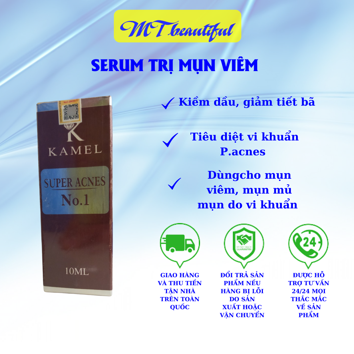 Serum mụn viêm KARMEL, serum làm thông thoáng lỗ chân lông , diệt vi khuẩn P.acnes giúp da giải quyết mụn viêm , mụn mủ