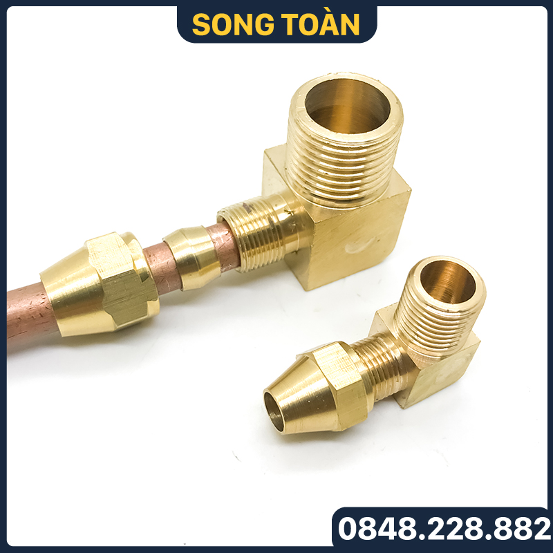 Co ren ngoài hạt bắp đồng, bộ co nối hạt bắp 1 đầu ren ngoài 1 đầu côn lõm hạt bắp npt nối ống đồng, ống pu