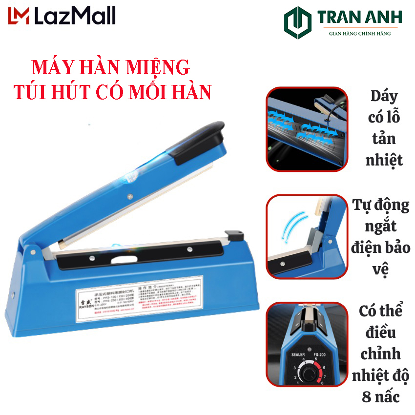 Máy hàn miệng túi 30cm - máy hàn túi nilong dập tay pfs 300