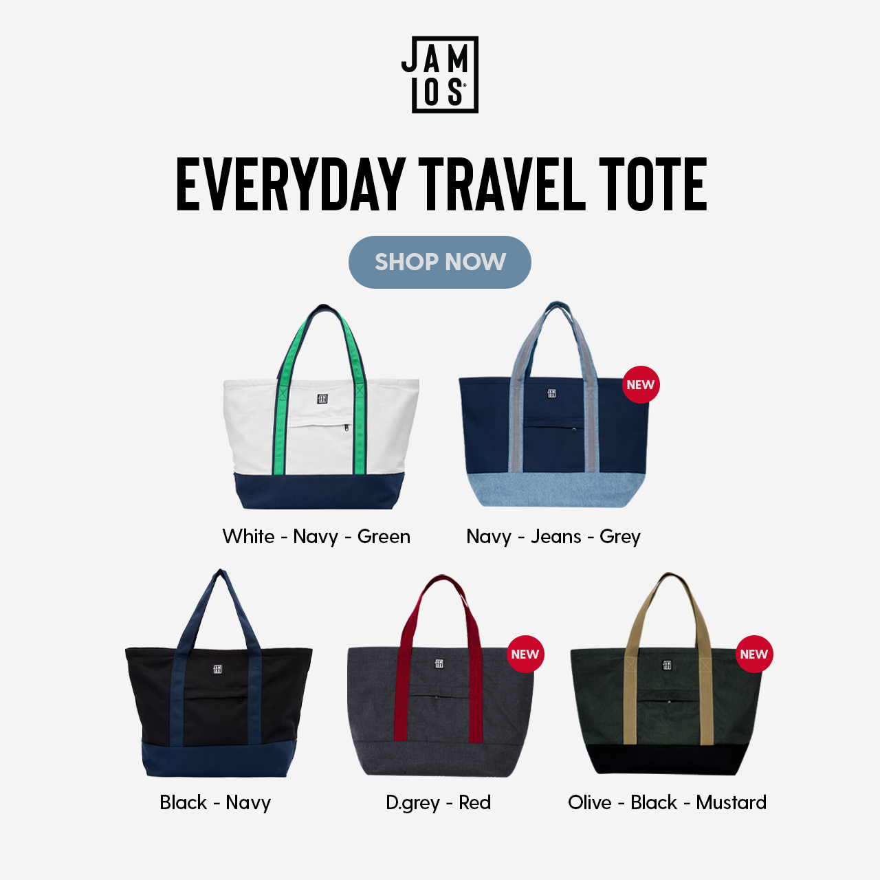 Jamlos Everyday Travel Tote - Túi tote du lịch vải canvas hành lý xách tay