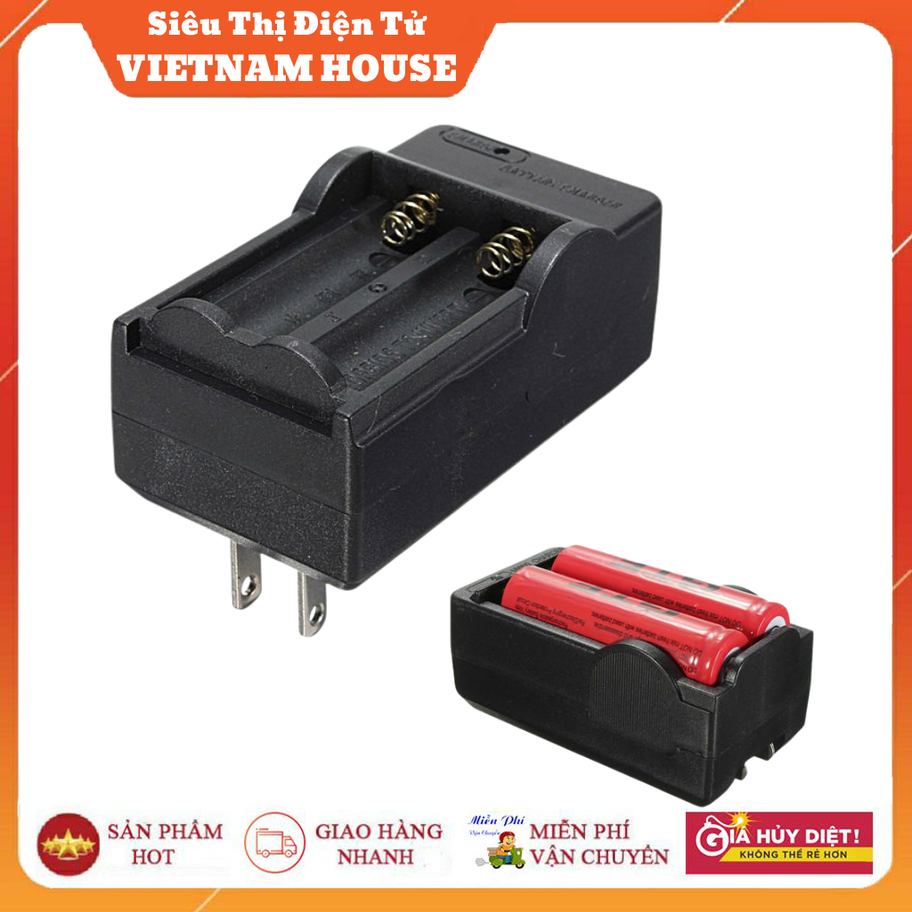 Loại 1 || Bộ Sạc Đôi Chuyên Sạc Pin 18650, Dùng Cho Pin Sạc Ultra Fire 3.7V~4.2V - Sạc Pin Các Loại 18650 / 6800 / 4200 / AA / AAA, Đèn Pin, Quạt Mini