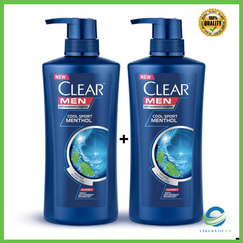 Combo 2 bottles of Thailand imported clear blue 450ml/ clear white 480ml imported mint clear men's shampoo bottle cap