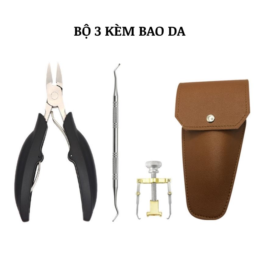 Bộ dụng cụ kềm cắt móng, chỉnh sửa móng tay chân mọc ngược 3 món kềm cắt móng, thanh nạy móng, vít chỉnh móng mọc ngược - y27