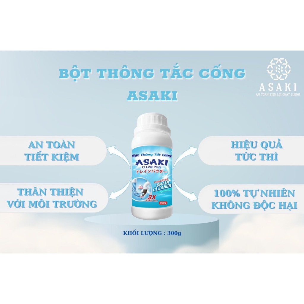 Bột thông tắc cống cực mạnh- asaki - thông tắc cống, đường ống, bồn cầu, bồn rửa mặt