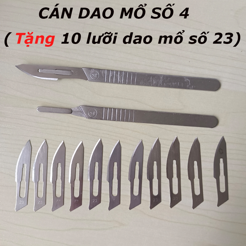 Combo Lưỡi dao mổ lưỡi dao khoét sáo số 23 + Cán dao mổ số 4 Chất Lượng Cao