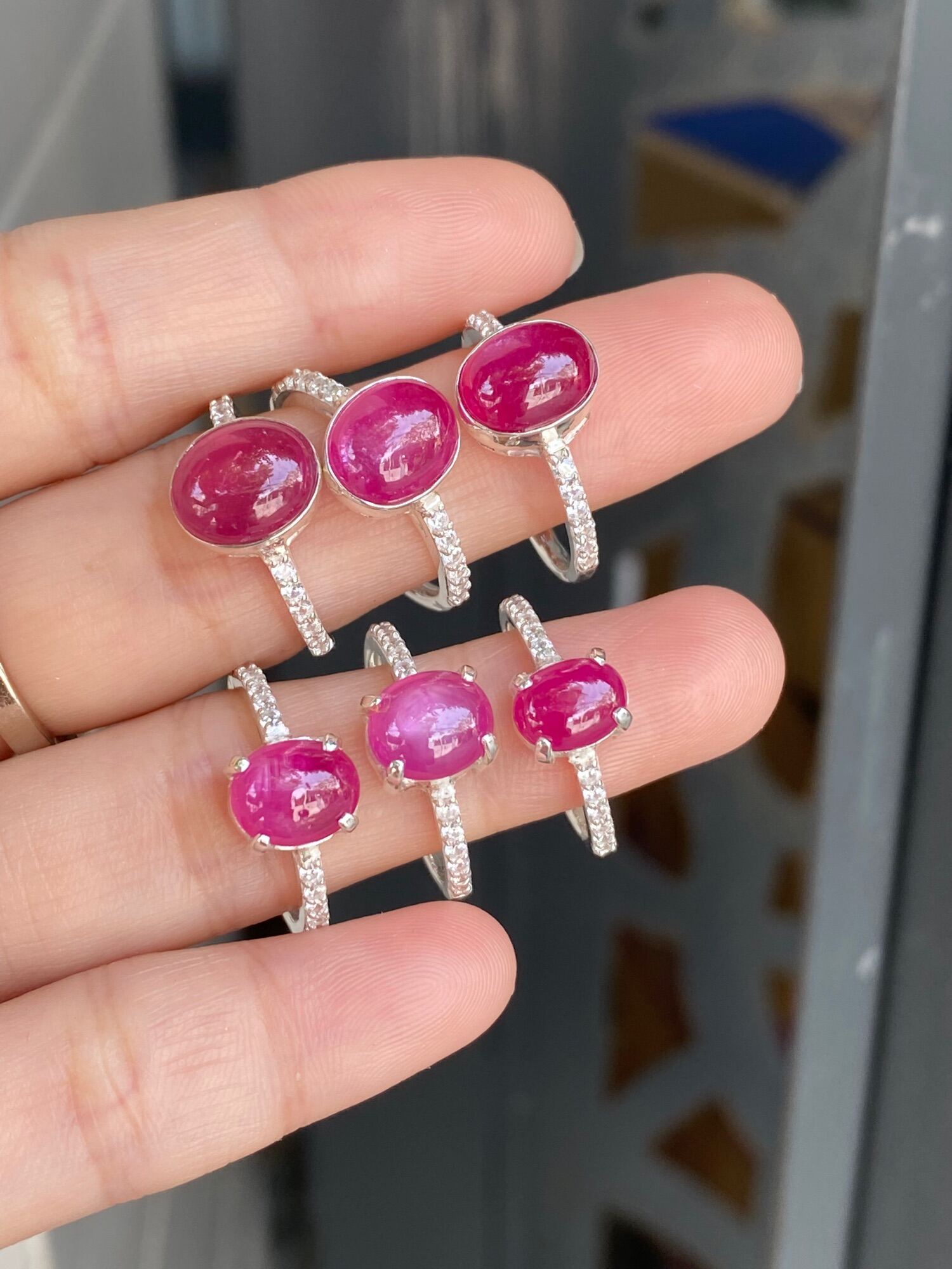 Nhẫn bạc đá ruby tự nhiên size tay làm theo yêu cầu kèm giấy kiểm định