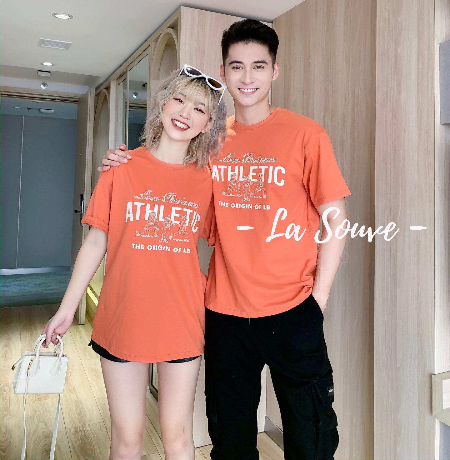 Áo thun tay lỡ nam nữ Unisex LA SOAVE màu cam đất ATHLETIC form rộng dáng Ulzzang cho cặp đôi đang yêu - Trendy 2021