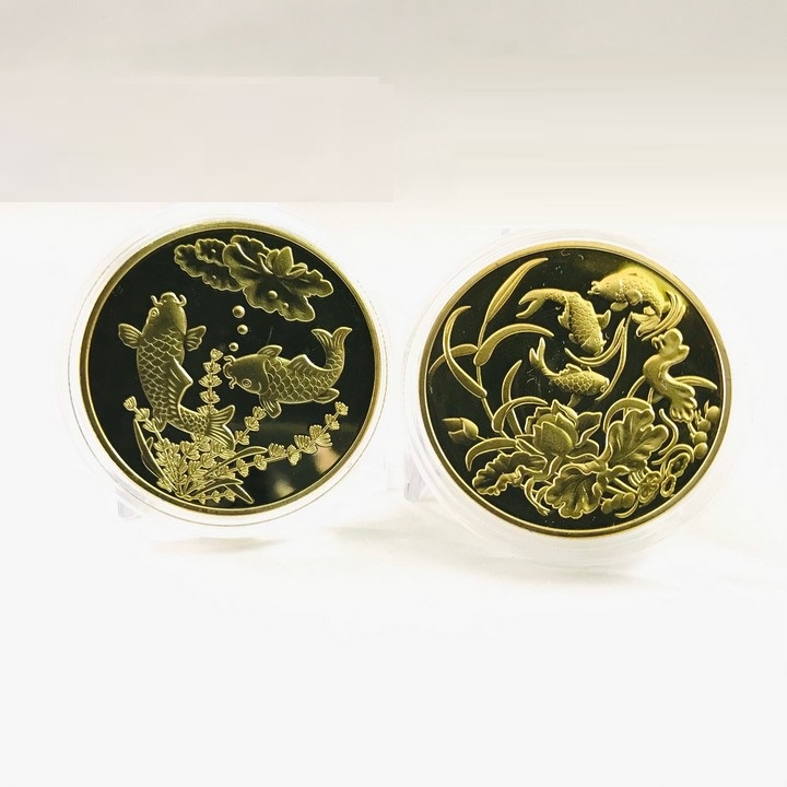 [HCM]Xu 2 Cá Chép Màu vàng Đường kính xu 4cm- SP005247