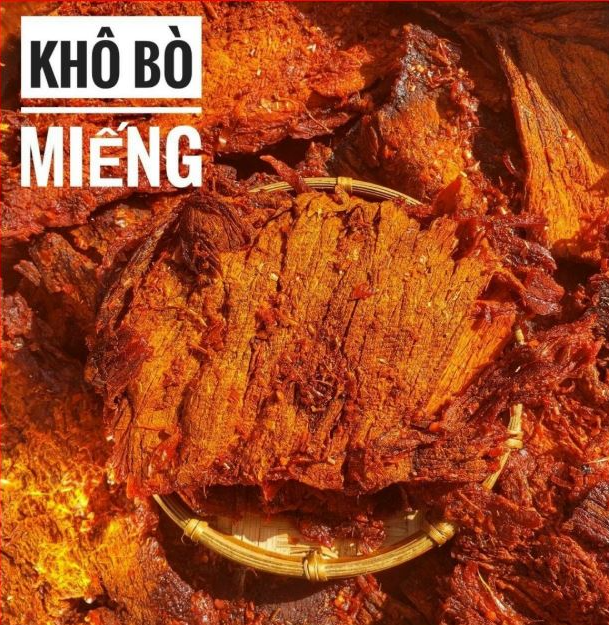 Khô bò miếng loại 1, mềm dai, cay vừa - đồ ăn vặt