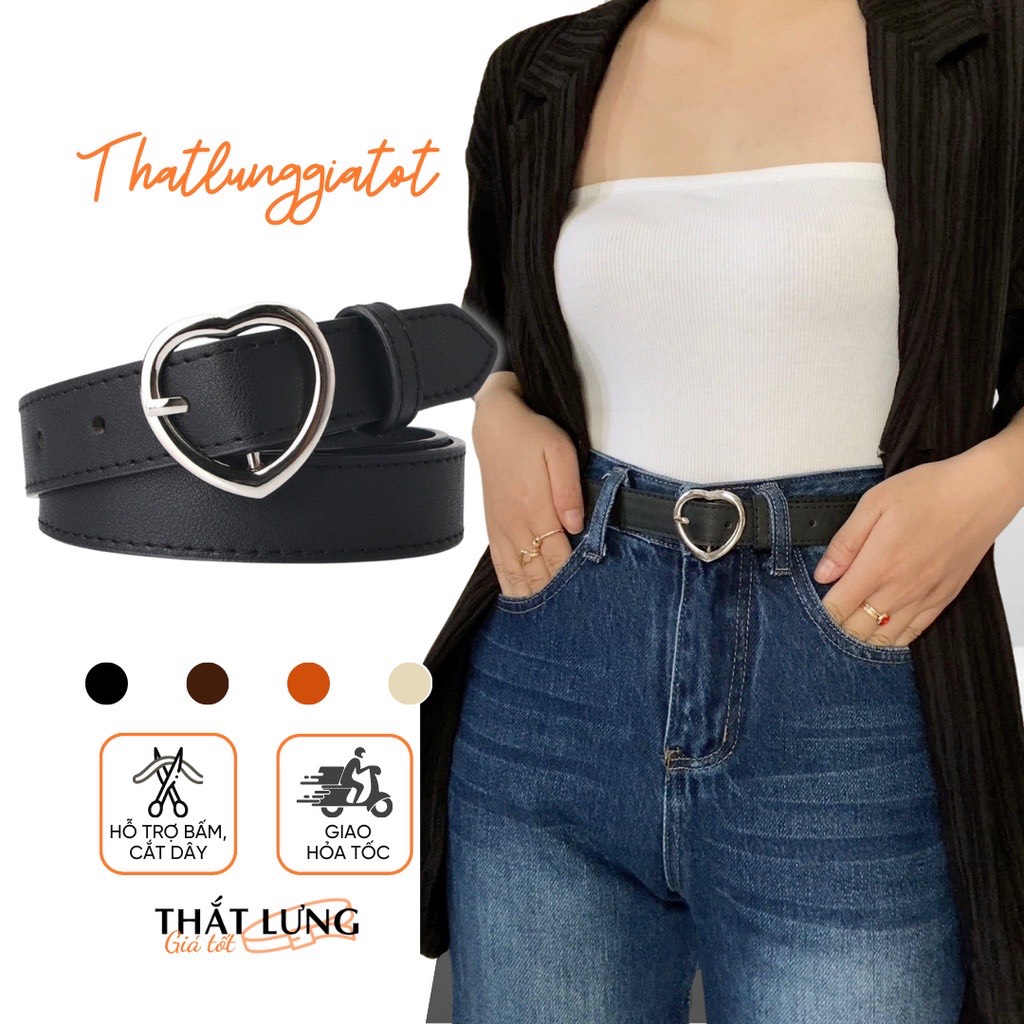 Thắt lưng nữ da pu mặt trái tim bản 2.3cm tl011 - thắt lưng giá tốt