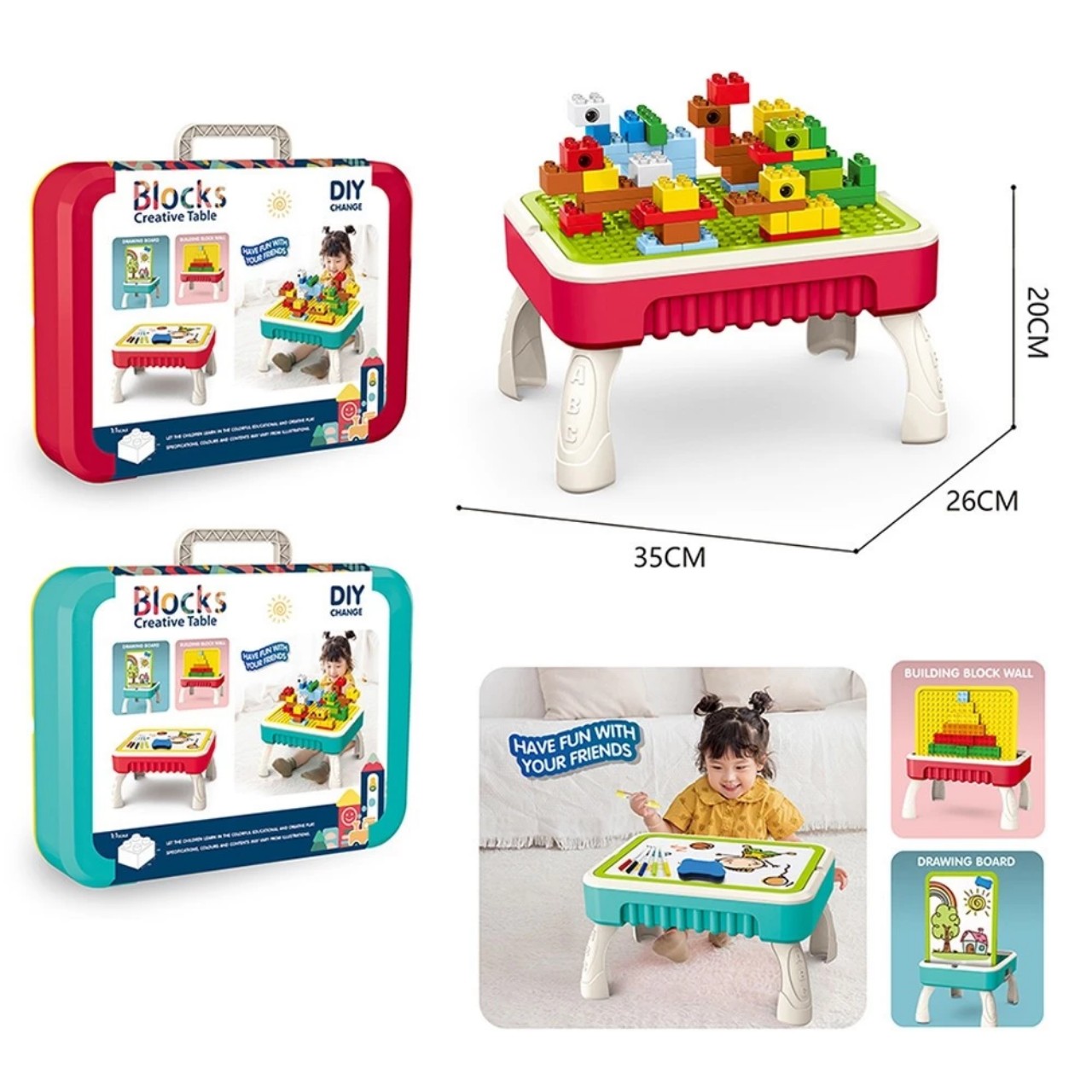0096 bàn xếp hình lego hai mặt đa năng cho bé sáng tạo