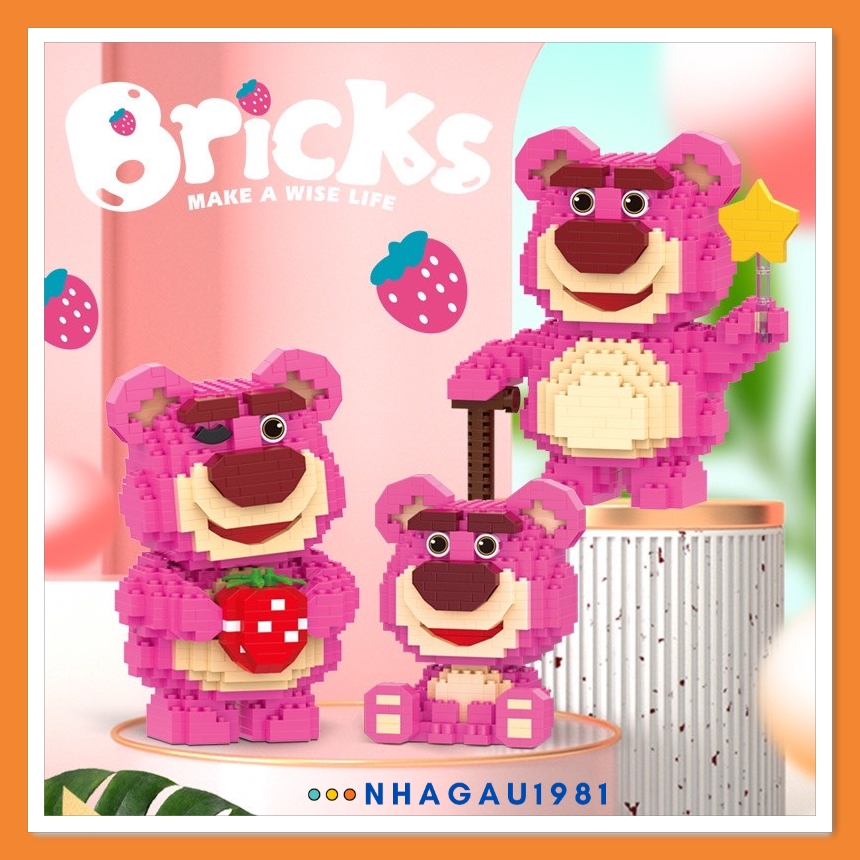 Mô hình lắp ráp gấu bearbrick cỡ lớn và nhỏ hoạt hình đáng yêu cho bé đồ chơi xếp hình ghép hình 3d