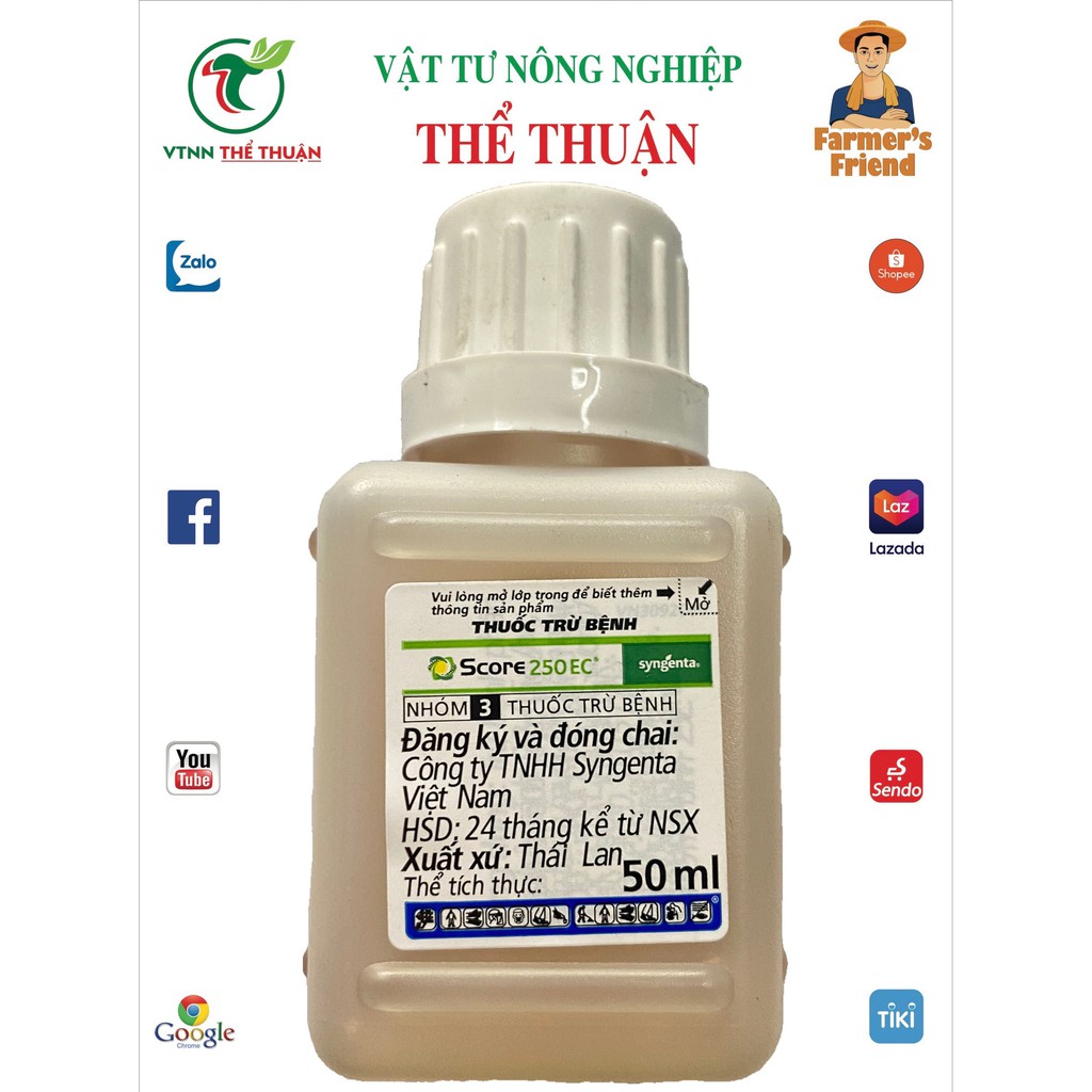 Thuốc đặc trị Bệnh Phấn trắng Nấm Mốc cây trồng Score 250EC 50ml