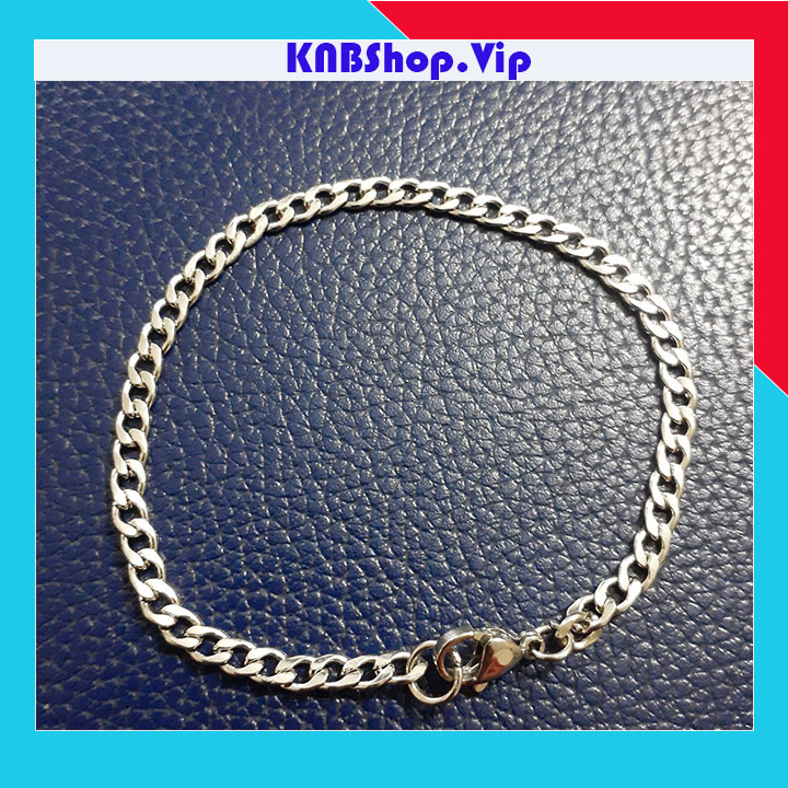 Lắc tay nữ inox kiểu lặc đơn 4mm màu trắng đẹp, độc, không đen, chuẩn thời trang - Chọn size theo yêu cầu