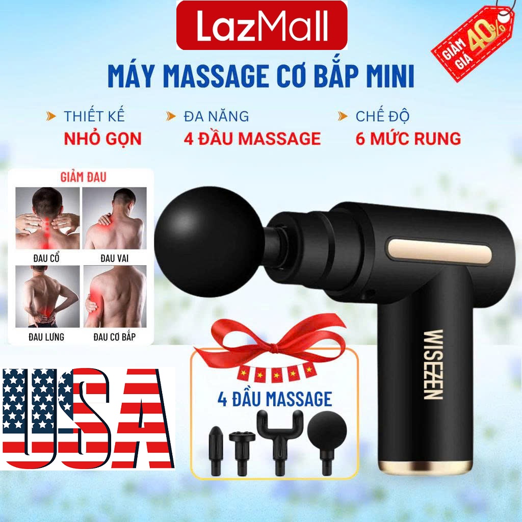 LazMall Premium Sale 50% Máy Massage Cầm Tay Gun KH-720 Mini Cao Cấp - Công Nghệ AI Cảm Biến Lực Nhấn Giúp Giảm Đau Mỏi, Giãn Cơ Sau Tập Luyện Với 4 Đầu Thay Thế 6 Cấp Độ Khác Nhau