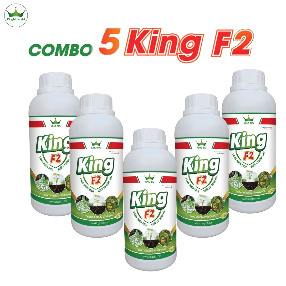 Combo 5 King F2 - Thuốc tiêu diệt nấm bệnh, tăng miễn dịch khỏi lo bệnh hại, trị vàng lá thối rễ siêu hiệu quả