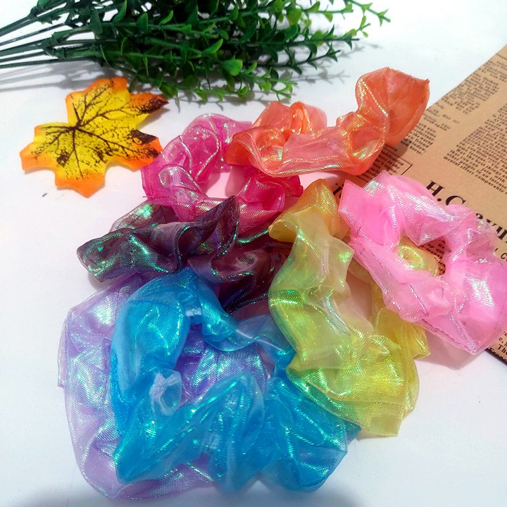 Sét 10 Dây buộc tóc scrunchies, cột tóc, chun buộc tóc, phụ kiện tóc, dây có nhiều màu xinh sắn cho bạn gái