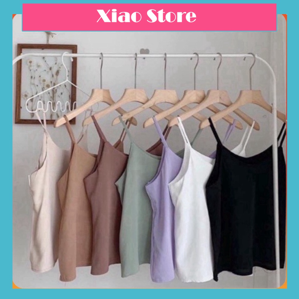 Áo 2 dây đũi lụa - áo hai dây thời trang nhiều màu cao cấp A369 Xiao shop mầu đen Xiao shop deal hot xiao shop
