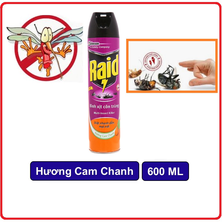 [HCM] Xịt côn trùng Raid hương cam & chanh 600ml