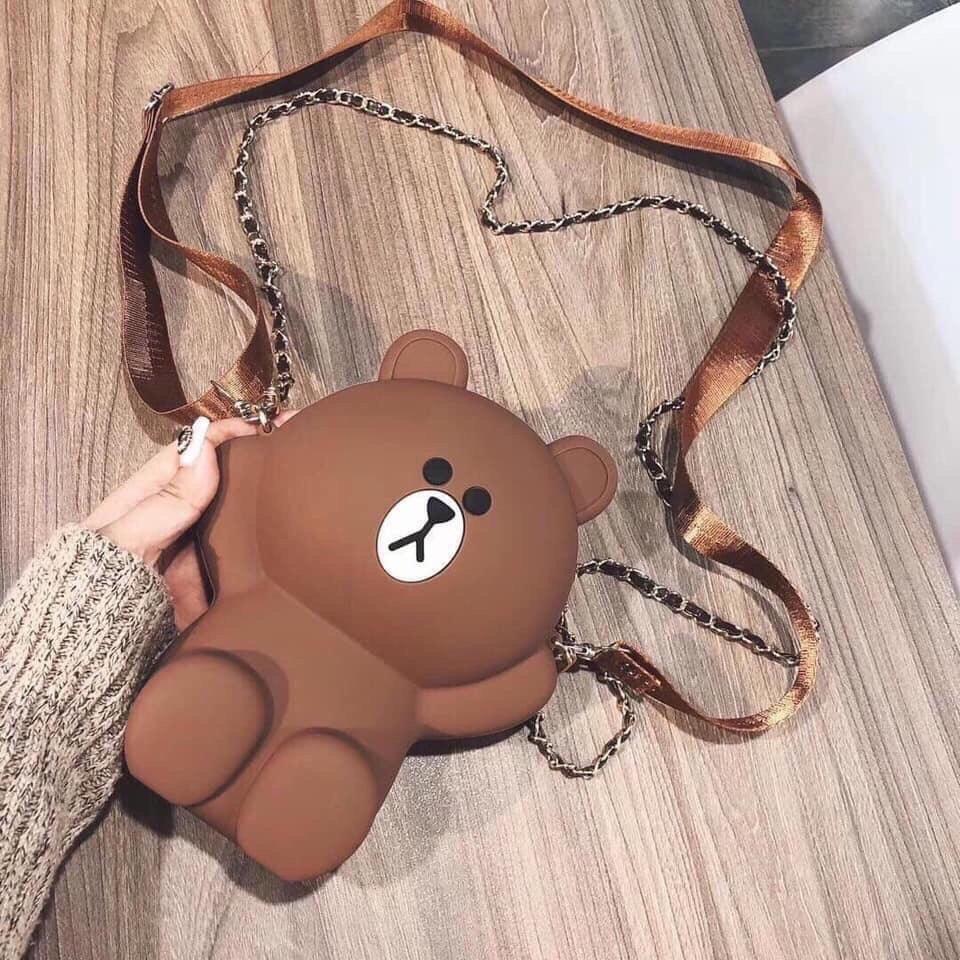 Túi Đeo Chéo Silicon Hình Gấu Brown Bear Kèm 2 Dây Đeo Chéo