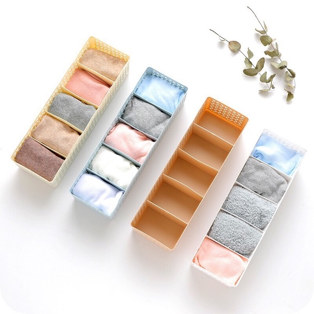 Khay đựng đồ lót 5 ngăn đa dụng, đựng vớ tất, đựng đồ dùng văn phòng, khay tủ mini 5 ngăn