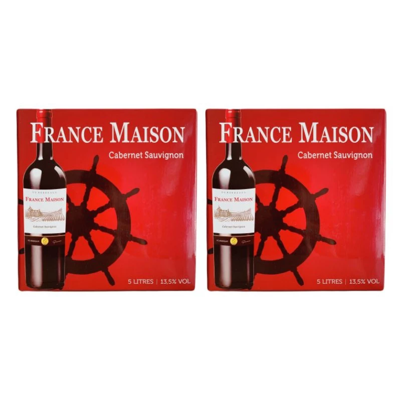 Combo 2 hộp vang bịch Pháp 5L + Chile 5L