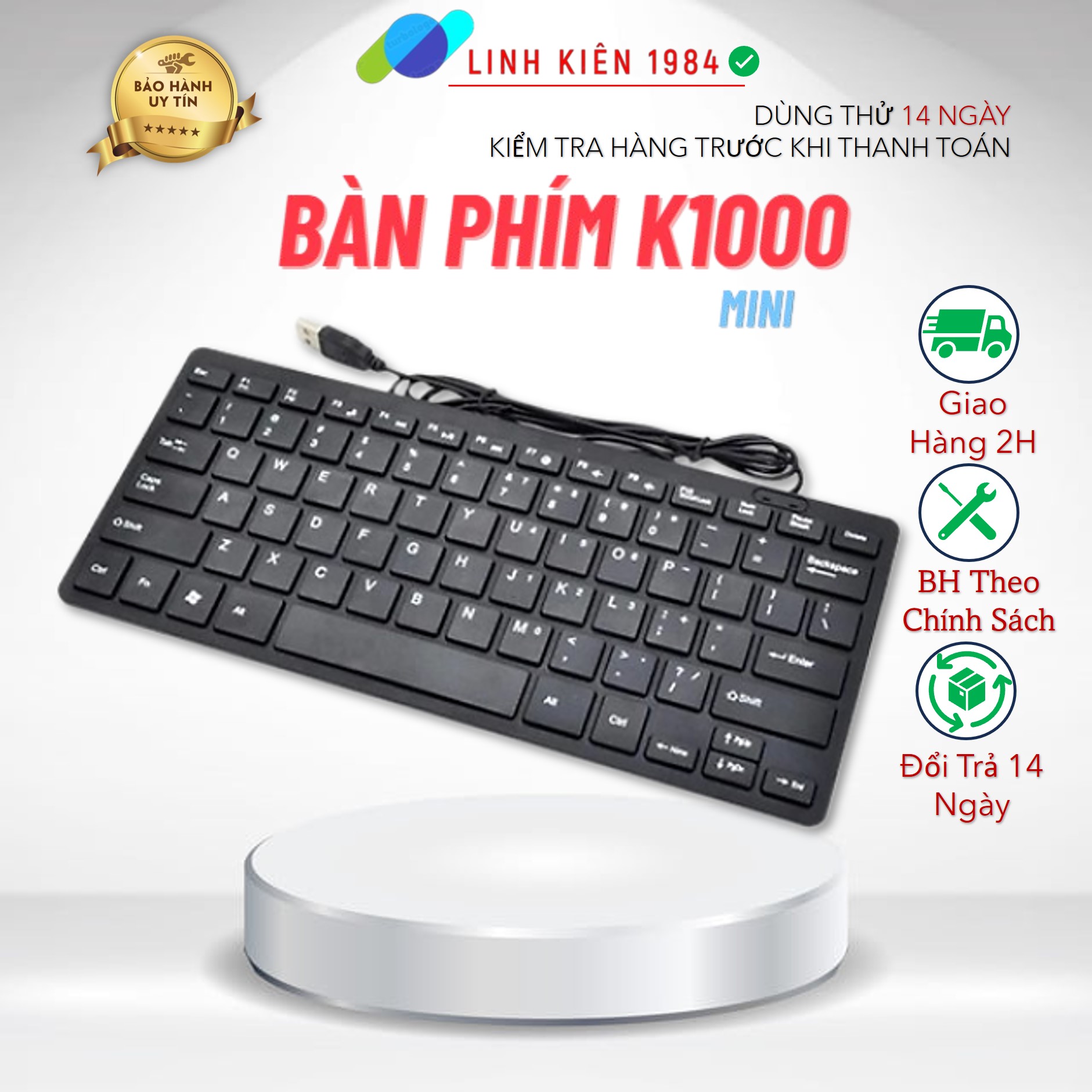 Bàn phím Mini K1000 USB - Full Box- Chất Lượng Tốt, Kiểu Dáng Nhỏ Gọn
