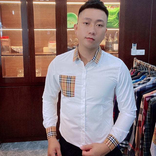 Áo Sơ Mi Nam Trắng Kẻ Cao Cấp