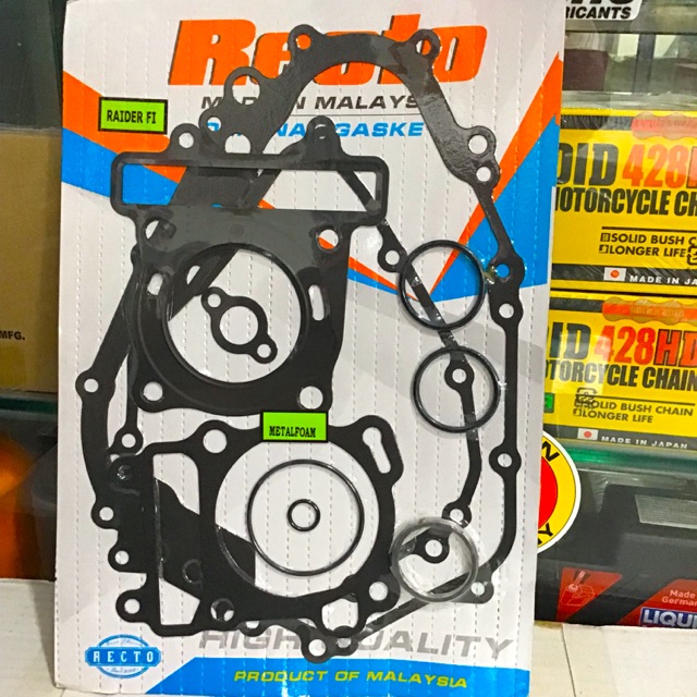 Suzuki raider fi trọn bộ ron máy metalfoam kim loại hiệu recto - malaysia
